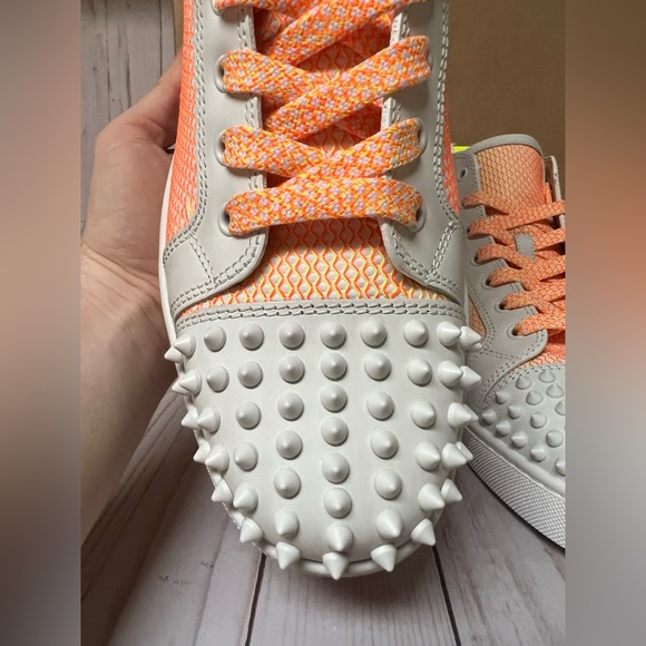 Christian Louboutin Fun Lou Spikes High Top Sneaker White/Yellow Sz 42 / 9 - Picture 10 of 14